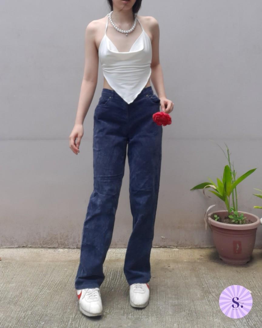 Turquiose blue striaght corduroy (Category: Other Bottoms) located in Quezon City. Submitted by macyych (Listing ID 1155184467, Image 3). Description: Waist: 28 Length: 38 (C21).
