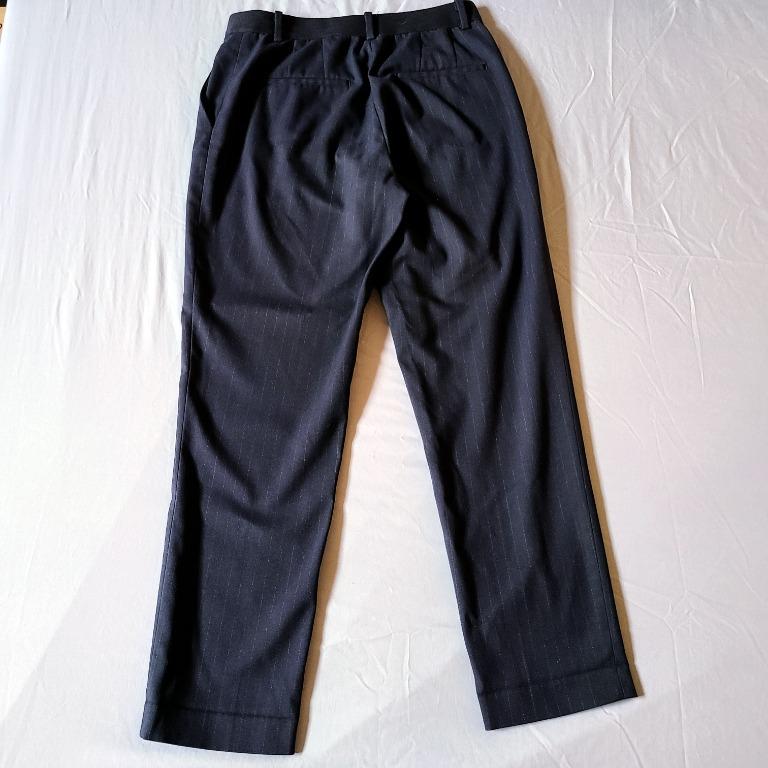 Uniqlo navy blue pinstripe ankle pants, Women's Fashion, Bottoms, Other ...