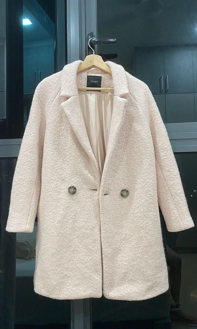 Used] Zara Winter/ Autumn Dusty Pink Wool Coat Above Knee Length, Women'S  Fashion, Coats, Jackets And Outerwear On Carousell