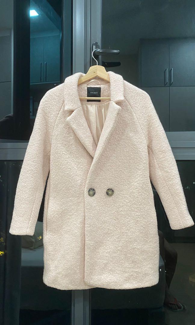 Used] Zara Winter/ Autumn Dusty Pink Wool Coat Above Knee Length, Women'S  Fashion, Coats, Jackets And Outerwear On Carousell