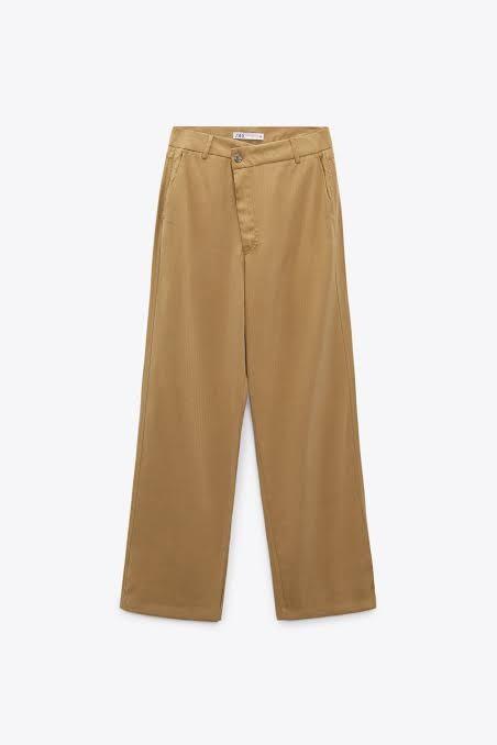 Zara Assymetric Button Pants, Fesyen 