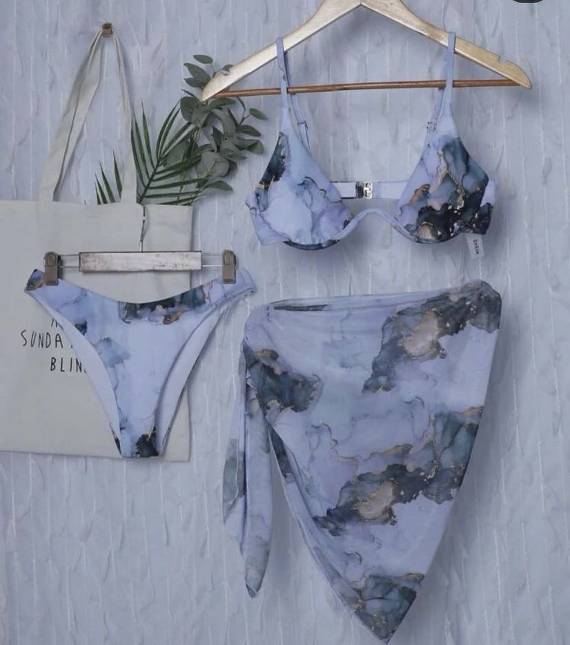 3 Piece Aesthetic Bikini, Women's Fashion, Swimwear, Bikinis