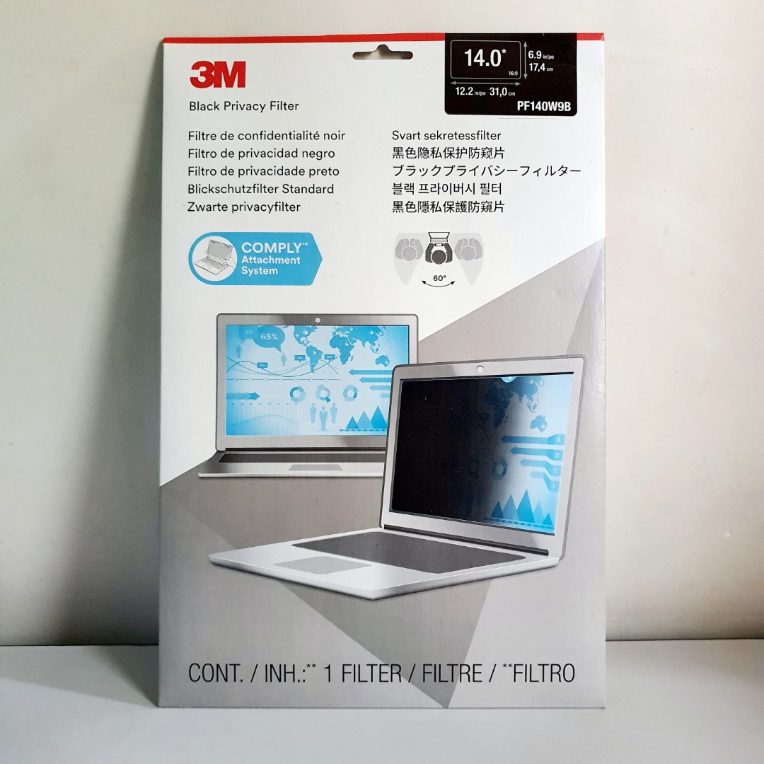 3M PF140W9B Negro 31 x 17.4 cm Filtro de privacidad