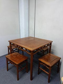越南黄花梨饭桌4个椅子一套 Vietnam Yellow Sandal Wood Dinner Table Set With 4 Chair