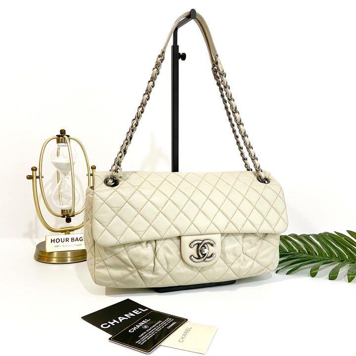 💯% Authentic Chanel Coco Pleats Flap Shoulder Bag in Ruthenium