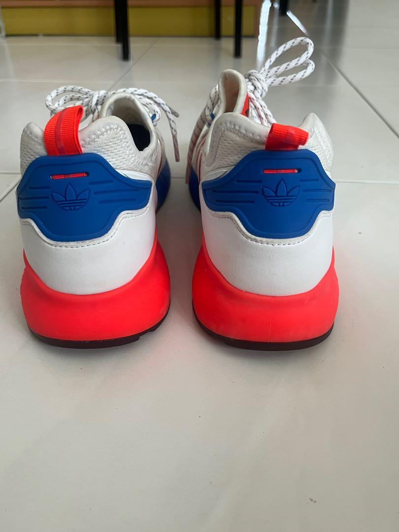 red white and blue adidas zx