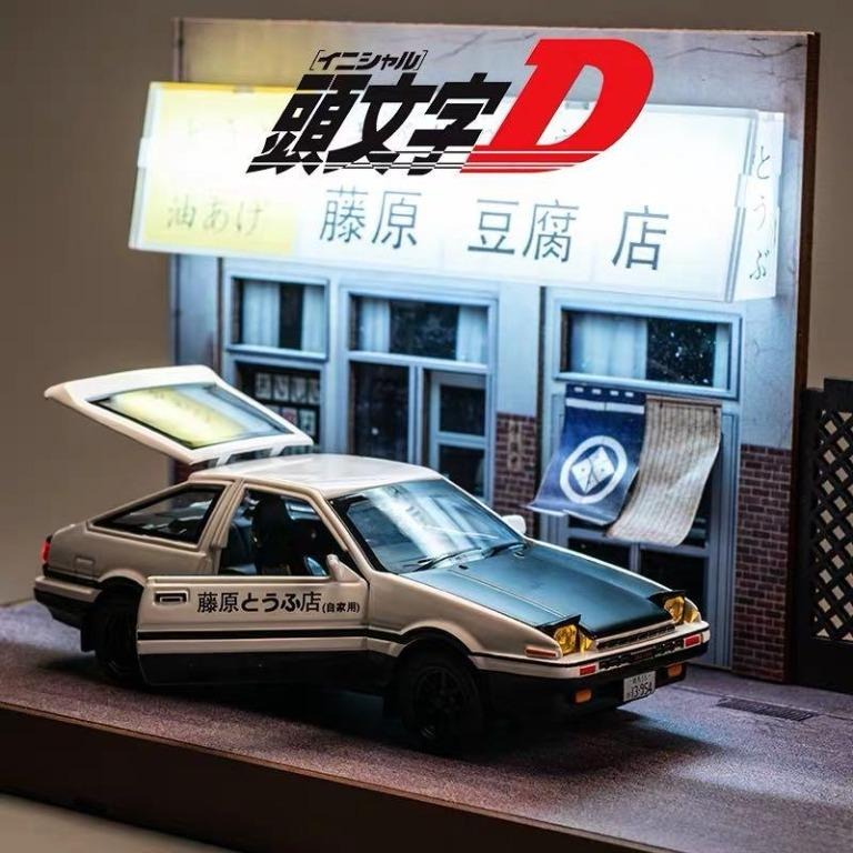 Ae86 Initial D Diecast Trueno Car Alloy Fujiwara tofu shop diorama