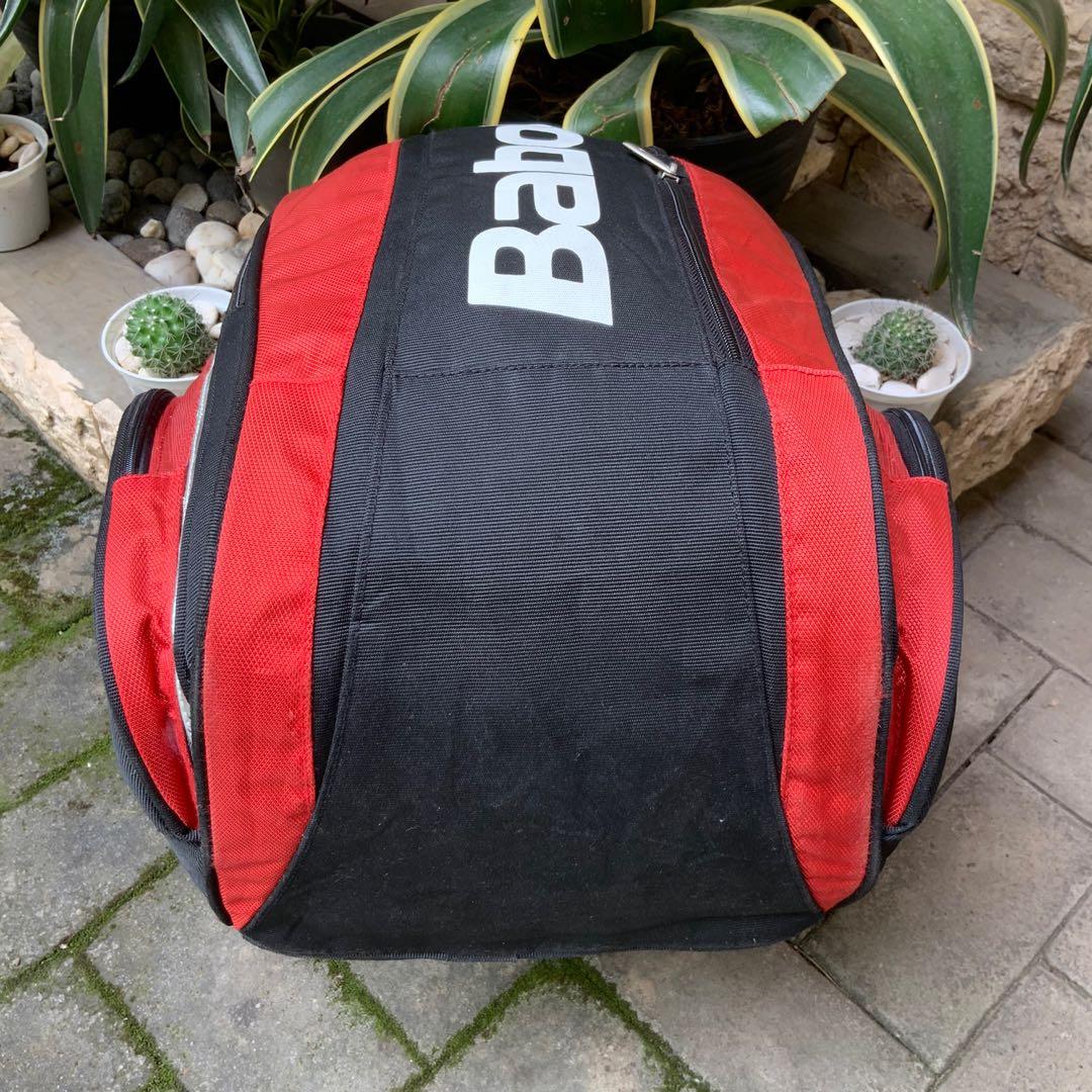 BABOLAT TEAM TENNIS BACKPACK RACKET BAG RED BLACK, Fesyen Pria, Tas