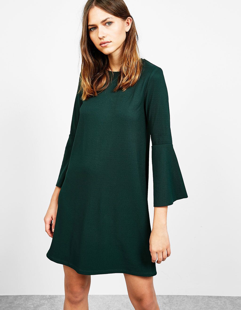 Bershka green flutter sleeve dress 