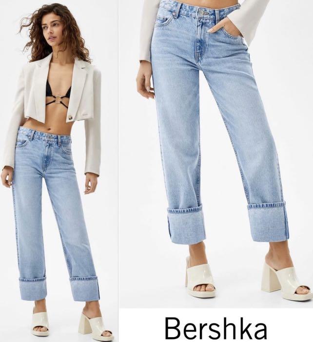 bershka wide leg denim , high rise mom 