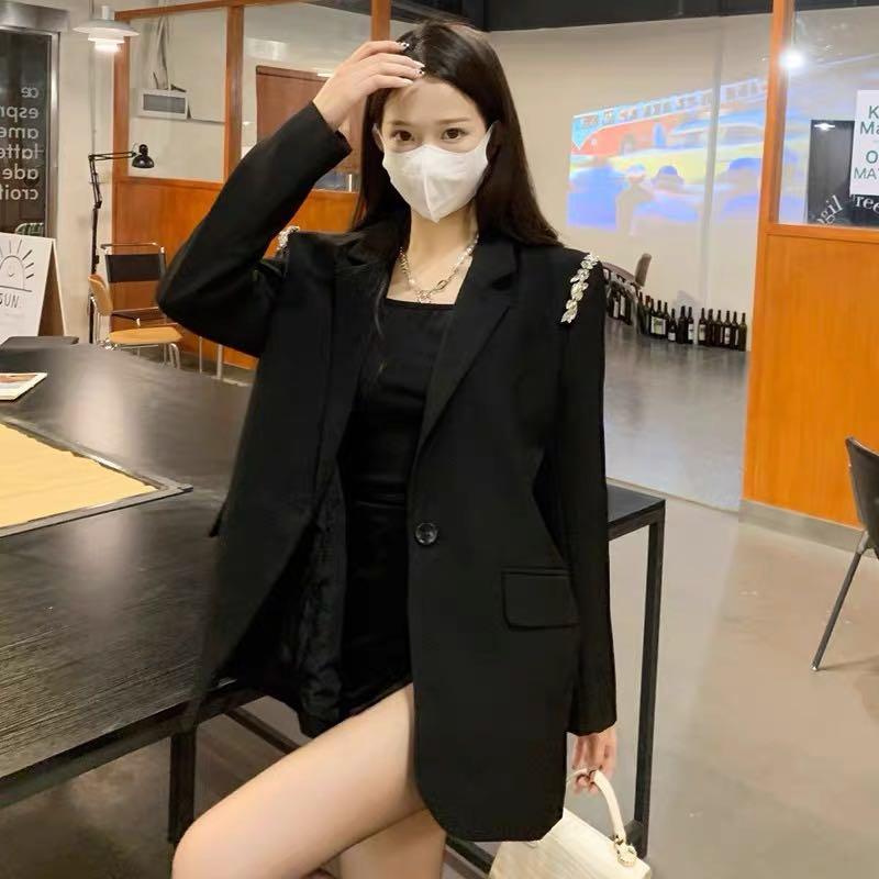 Black Formal Coat with germs Women s Fashion Coats Jackets and
