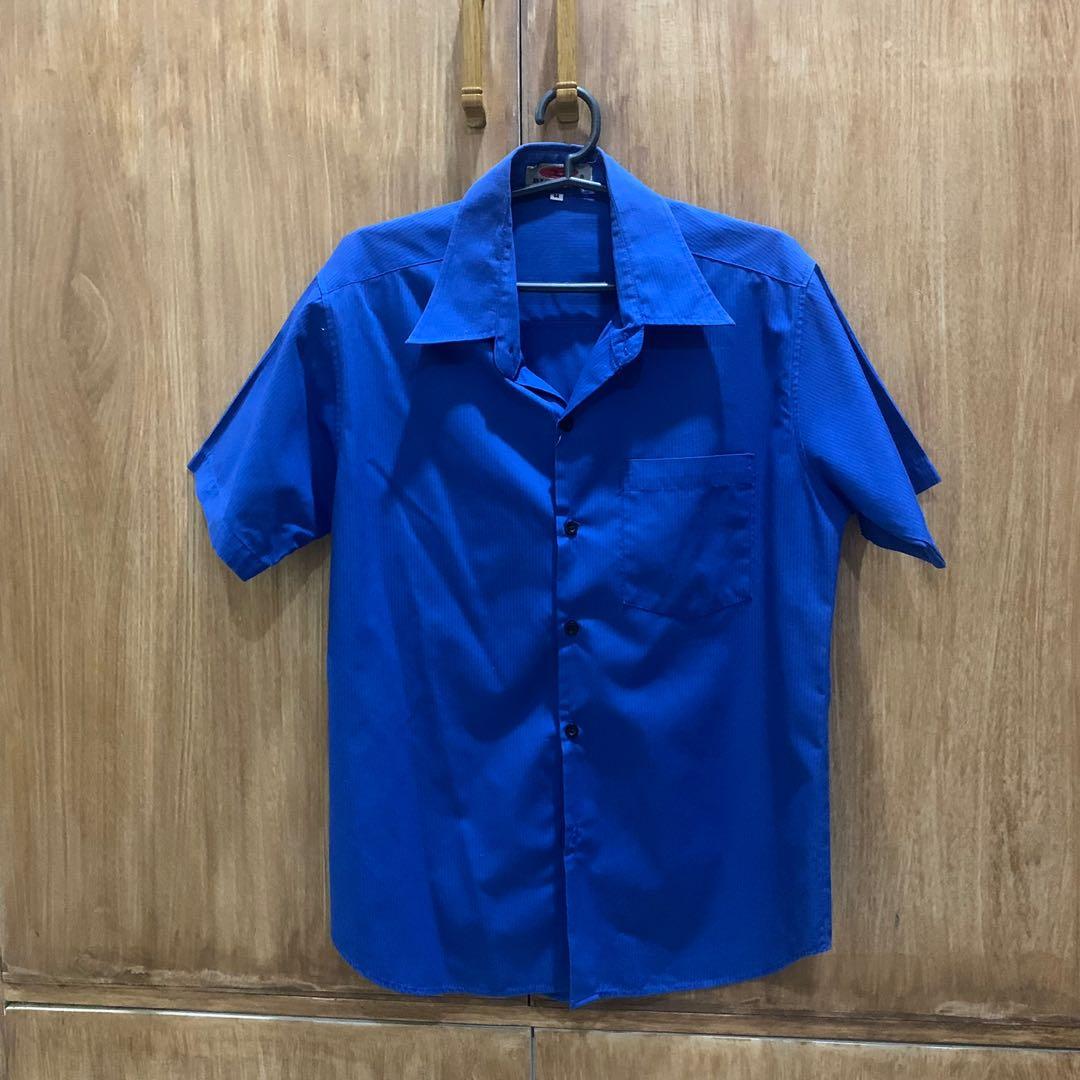 Blue polo top button down