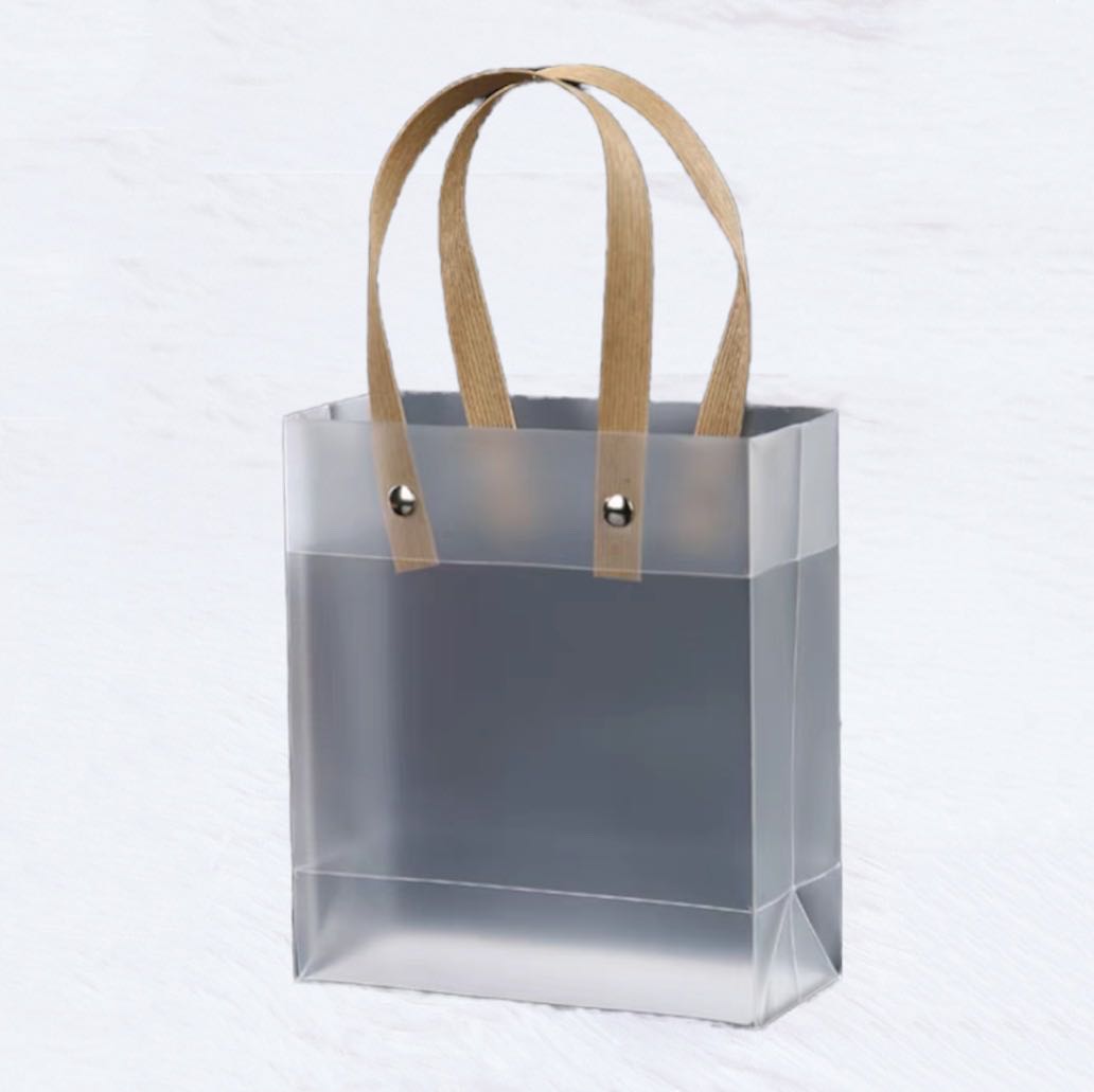 Bundle of 10 Translucent Carrier Bag PVC Plastic Bag Hand Carry ...
