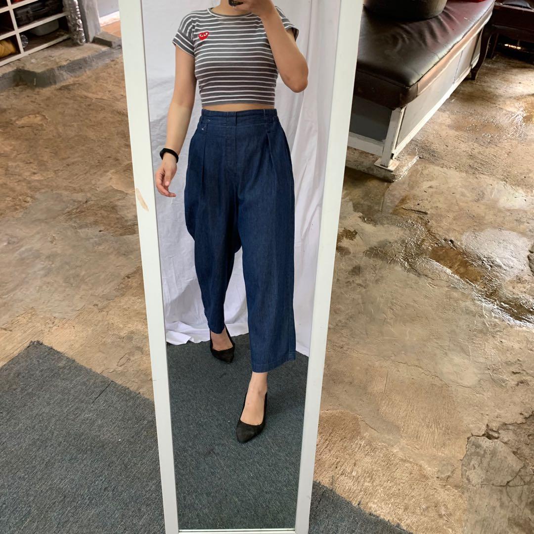 Celana Kulot Jeans Dark Blue Highwaist 