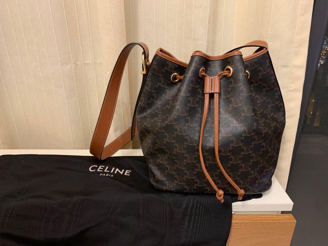 CELINE Drawstring Medium Triomphe Canvas Bag Celine