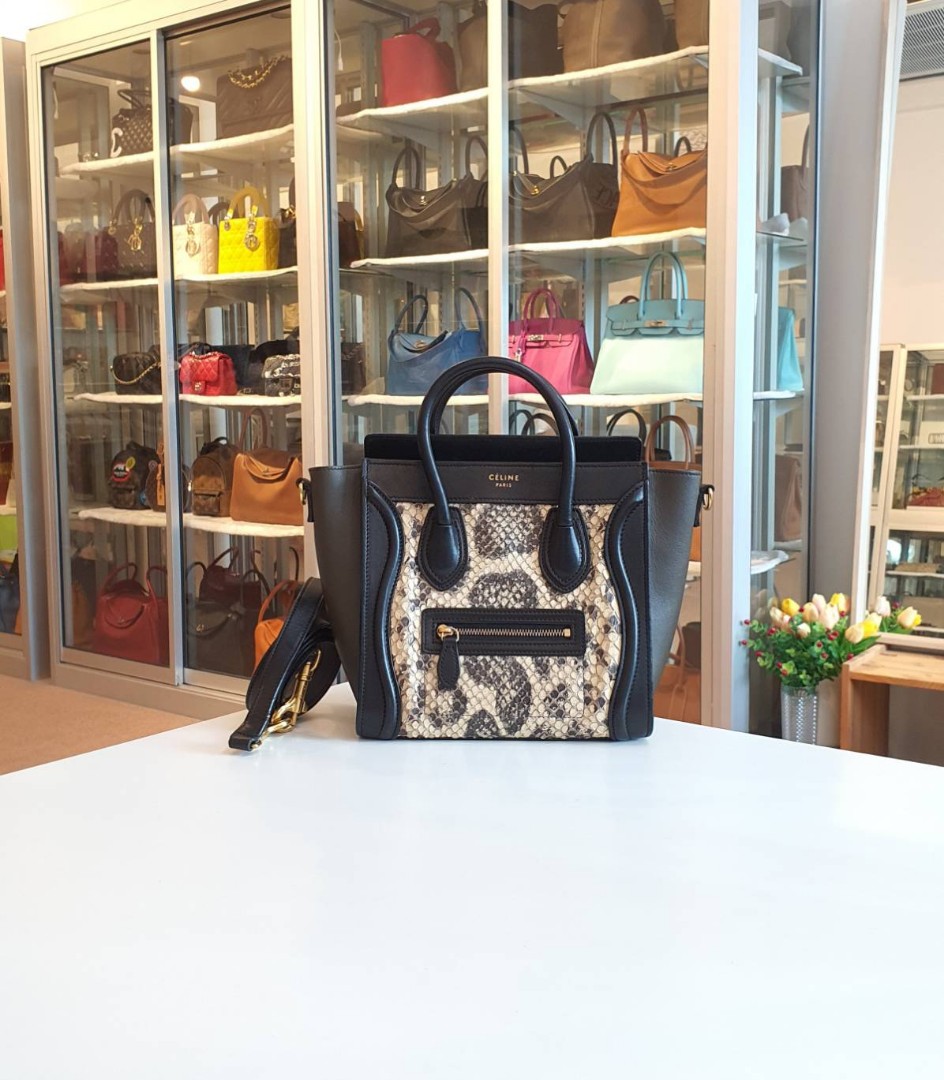 Celine Luggage Nano Real Python Black Bag, Luxury, Bags & Wallets on ...