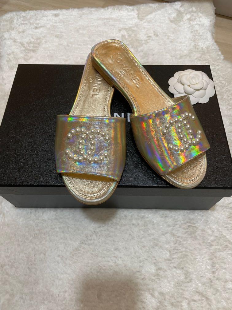 CHANEL Mules 2022 Cruise Collection | Golden Laminated Lambskin, Luxury ...