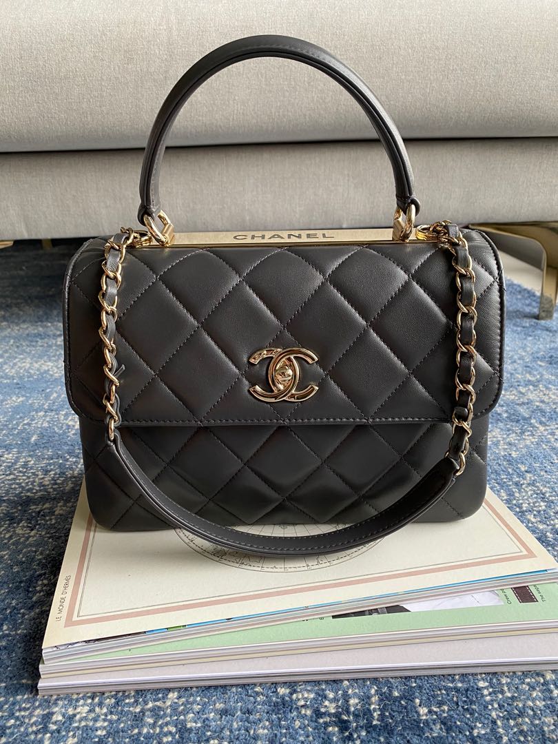 chanel 21C Black Lambskin Rectangle Mini Classic Flap with