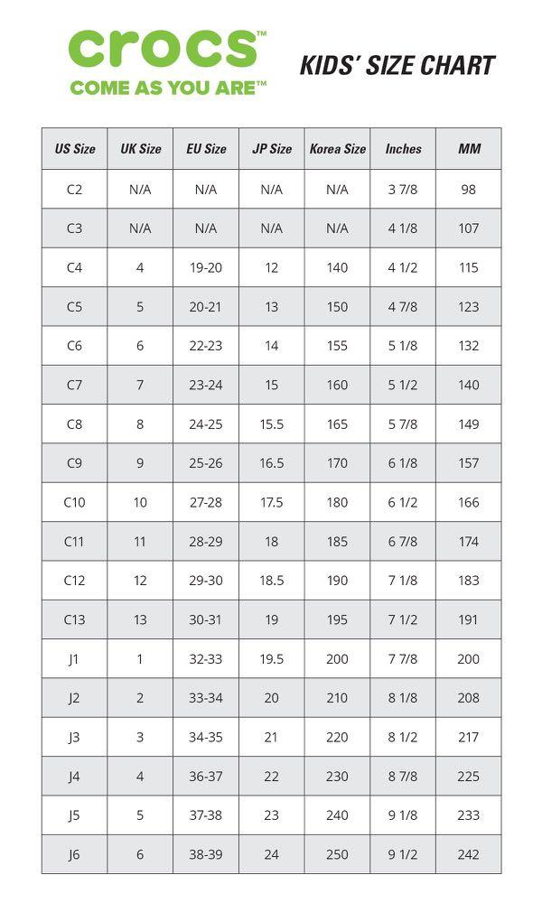 Crocs Shoe Size Chart Adult Kids Sizing Crocs 53 OFF