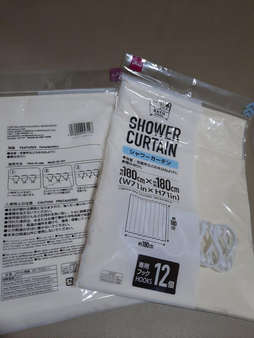 Daiso shower curtain, Furniture & Home Living, Bathroom & Kitchen Fixtures on Carousell
