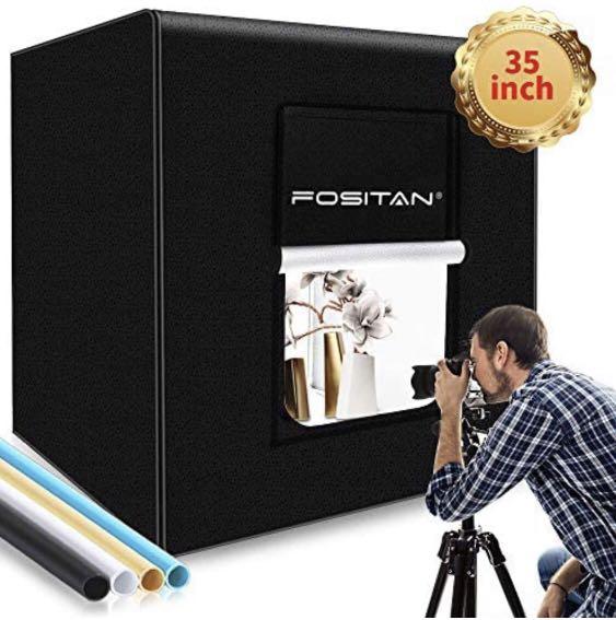 FOSITAN Portable Photography Light 35” (Category: Lighting & Studio Equipment) located in Singapore. Submitted by zhezhe88 (Listing ID 1155459019, Image 3). Description: Tent 35”x35”x35”/90x90x90cm Foldable Photo Studio Light Box with 126 LED Lights 4 Backdrops (Brightness 15000lm, CRI95+) *not for fussy buyer, 1 U-light clip is broken due to the shipment..