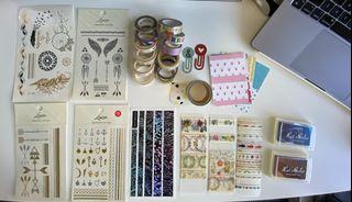 FREE Assorted washi tapes, stickers, clips, ink pads, tatoo stickers ✨