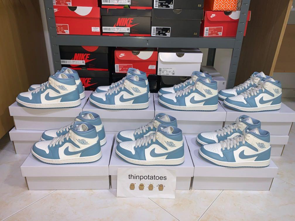 Nike air jordan 1 best sale mid white university blue