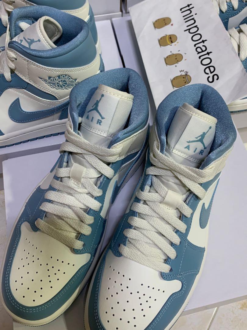 FULL SIZES Air Jordan 1 Mid UNC White University Blue W