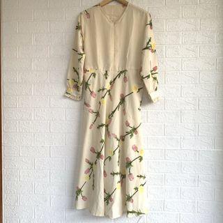 Gamis Floral Cream