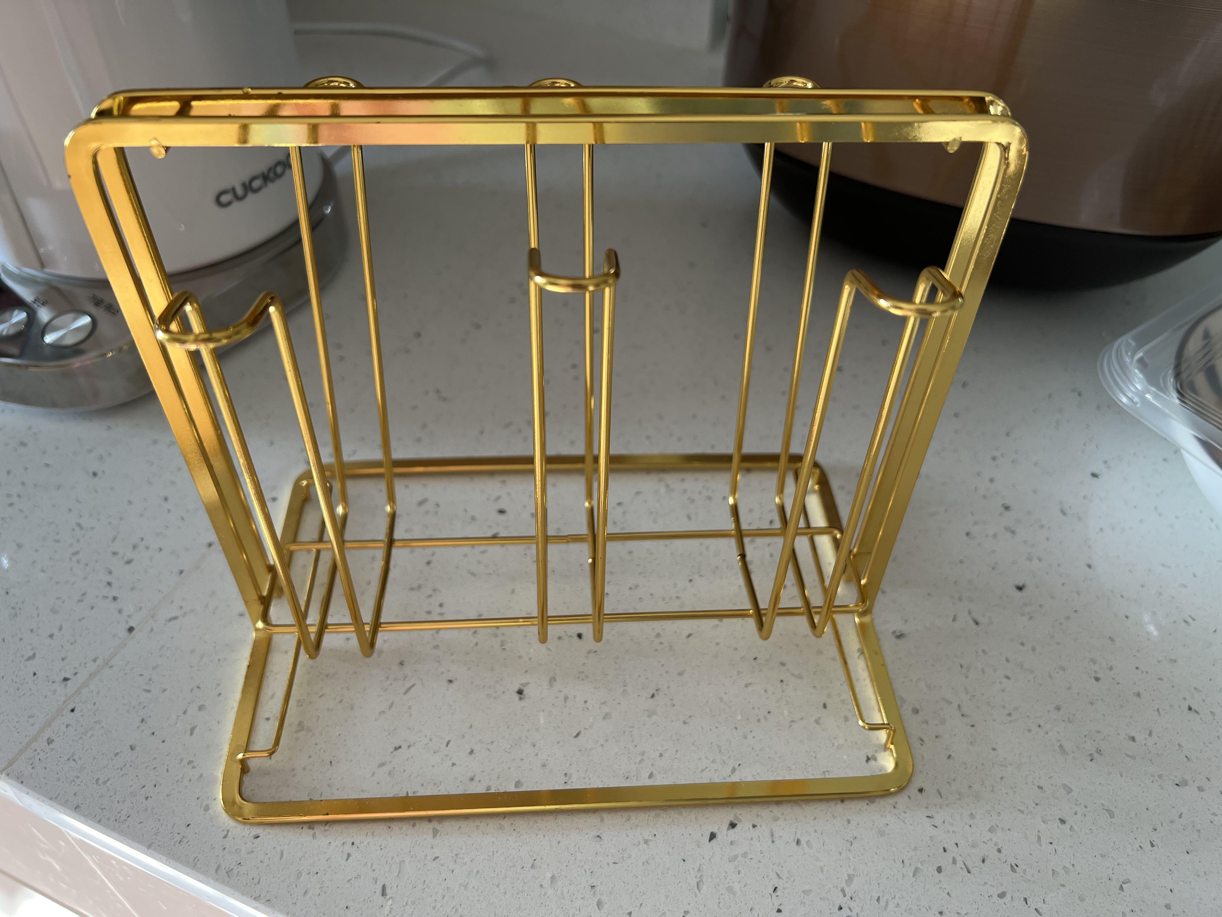 Glass cup holder in gold, Furniture & Home Living, Kitchenware