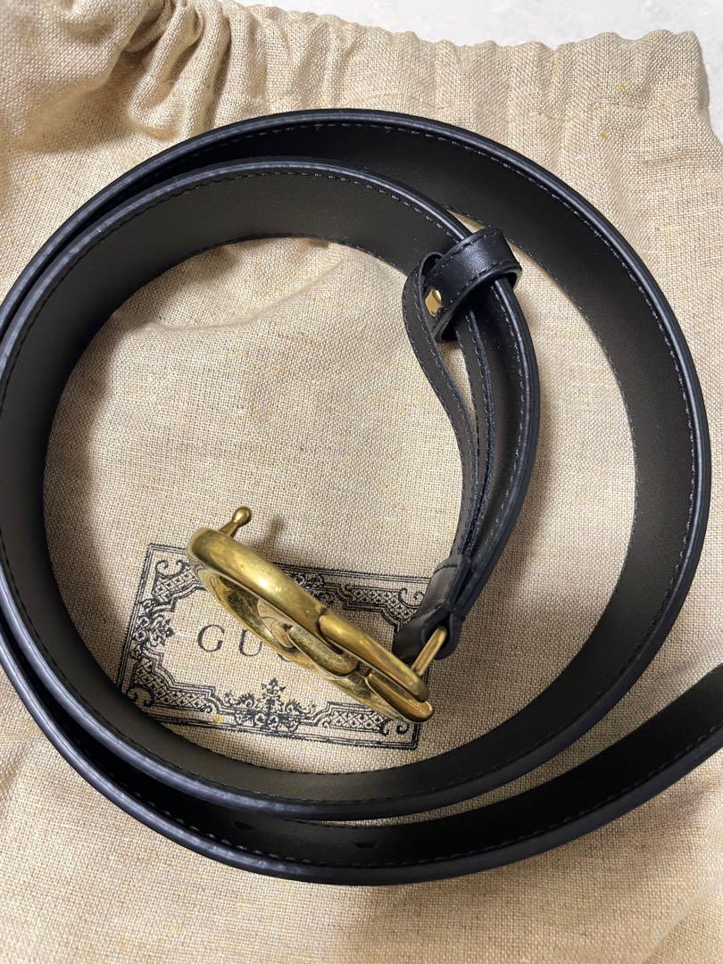 Leather belt with double g buckle 3cm top