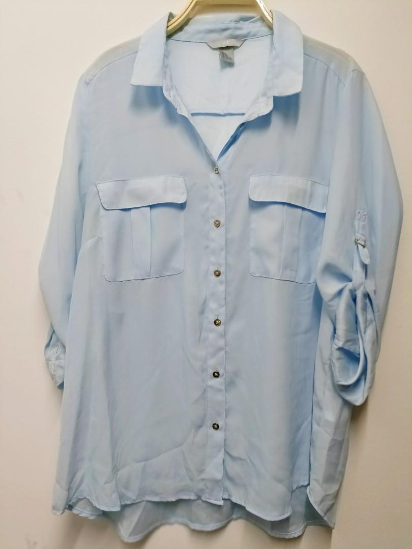 H&M 3/4 Sheer Polo Blouse (Category: Blouses) located in San Mateo. Submitted by JoyToEnjoy (Listing ID 1155509620, Image 3). Description: 𝐅𝐎𝐑 𝐎𝐅𝐅𝐈𝐂𝐄 , 𝐂𝐎𝐑𝐏𝐎𝐑𝐀𝐓𝐄 𝐖𝐄𝐀𝐑❣️ 🌷 Excellent Condition 🌷Medium to Xlarge 🌷 Lightweight Fabric, Manipis lang 🌷 Sellers Height 5 flat , Size Medium,Bust 36 𝐌𝐘 𝐂𝐎𝐋𝐋𝐄𝐂𝐓𝐈𝐎𝐍𝐒 𝐀𝐑𝐄 𝐅𝐑𝐎𝐌 𝐃𝐔𝐁𝐀𝐈 𝐖𝐇𝐄𝐑𝐄 𝐌𝐘 𝐌𝐎𝐌 𝐖𝐎𝐑𝐊𝐒 ❣️.