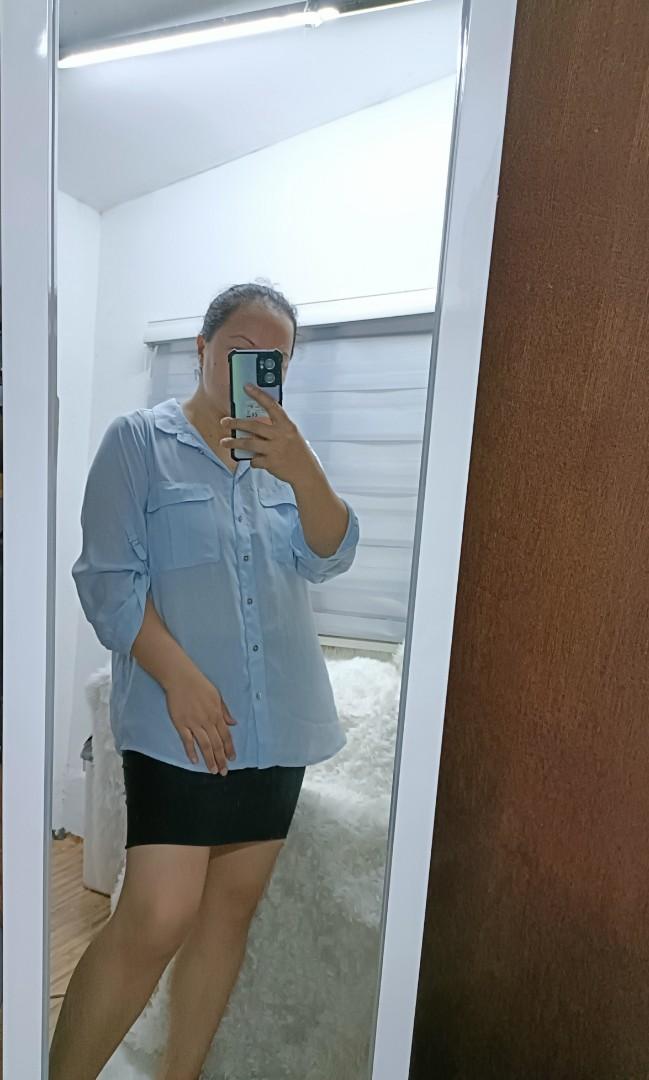 H&M 3/4 Sheer Polo Blouse (Category: Blouses) located in San Mateo. Submitted by JoyToEnjoy (Listing ID 1155509620, Image 2). Description: 𝐅𝐎𝐑 𝐎𝐅𝐅𝐈𝐂𝐄 , 𝐂𝐎𝐑𝐏𝐎𝐑𝐀𝐓𝐄 𝐖𝐄𝐀𝐑❣️ 🌷 Excellent Condition 🌷Medium to Xlarge 🌷 Lightweight Fabric, Manipis lang 🌷 Sellers Height 5 flat , Size Medium,Bust 36 𝐌𝐘 𝐂𝐎𝐋𝐋𝐄𝐂𝐓𝐈𝐎𝐍𝐒 𝐀𝐑𝐄 𝐅𝐑𝐎𝐌 𝐃𝐔𝐁𝐀𝐈 𝐖𝐇𝐄𝐑𝐄 𝐌𝐘 𝐌𝐎𝐌 𝐖𝐎𝐑𝐊𝐒 ❣️.