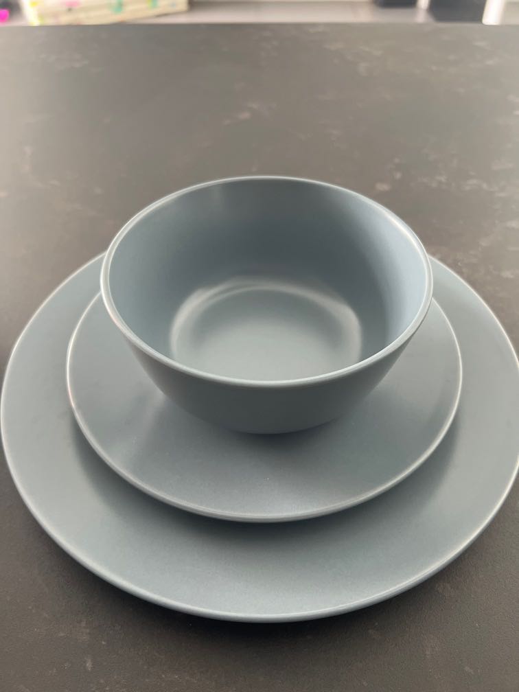 ikea blueish gray dining ware set, Furniture & Home Living, Kitchenware
