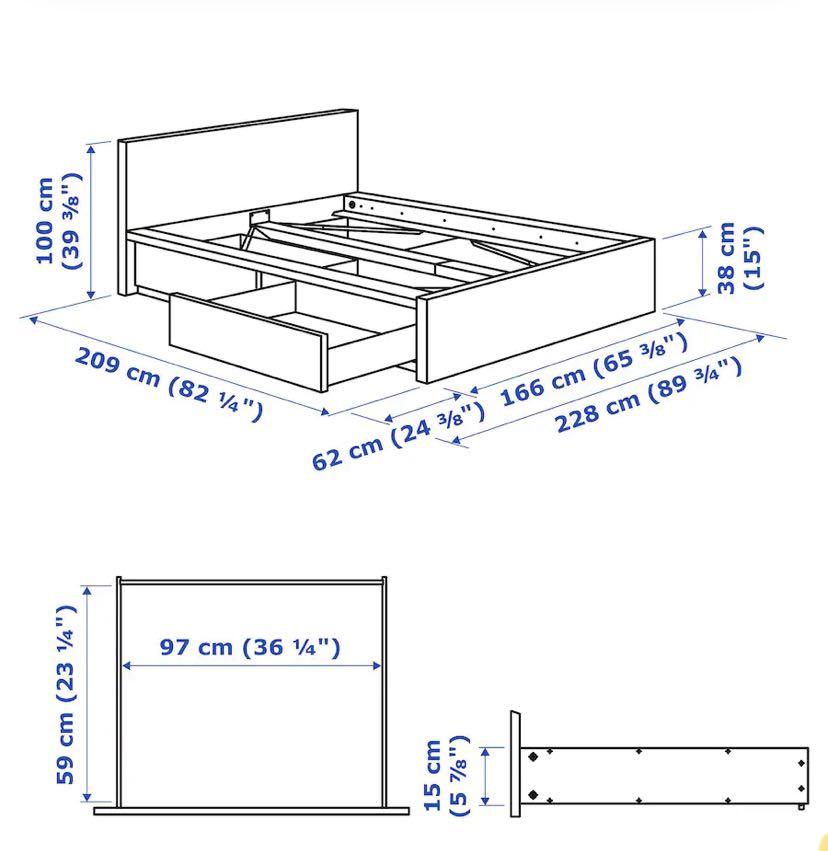 King size bed with storage and mattress, Furniture & Home Living