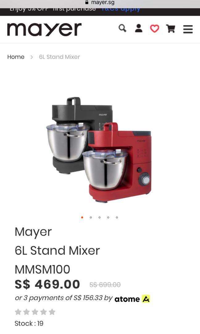 Mayer Stand Mixer full set 6 liters bowl! MMSM100, TV & Home Appliances