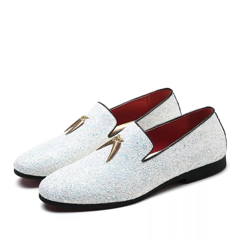 Men shoes blue white bling shoes size 37 48