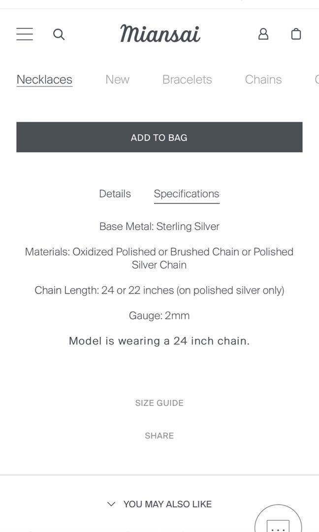 Miansai Mens 2mm Cuban Chain Necklace 