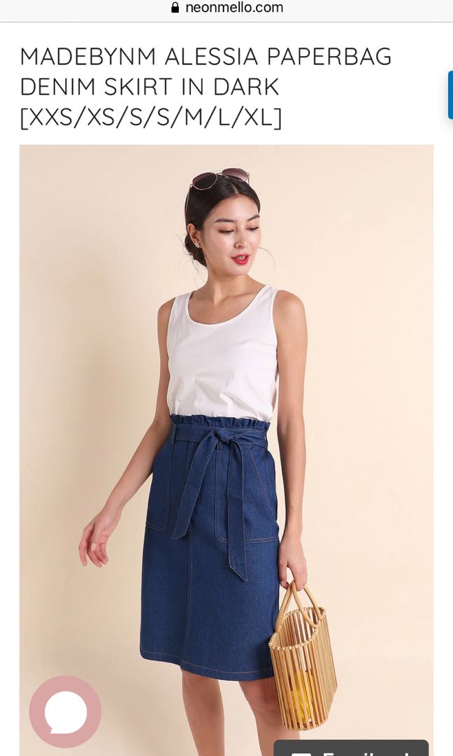 NEONMELLO MADEBYNM ALESSIA PAPERBAG DENIM SKIRT IN DARK Women s