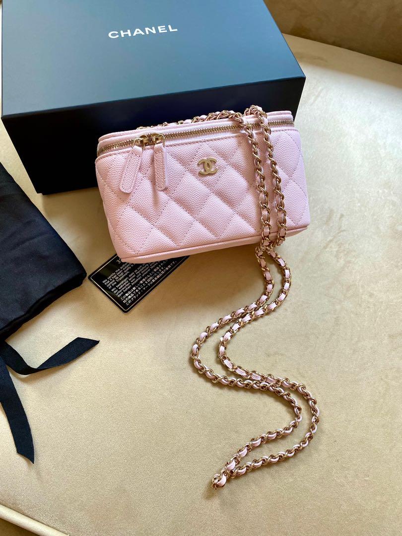 New Chanel 22S Light Pink Caviar Leather Vanity Case Mirror Bag handbag  purse light gold hardware LGHW logo, Women's Fashion, Bags & Wallets,  Cross-body Bags on Carousell