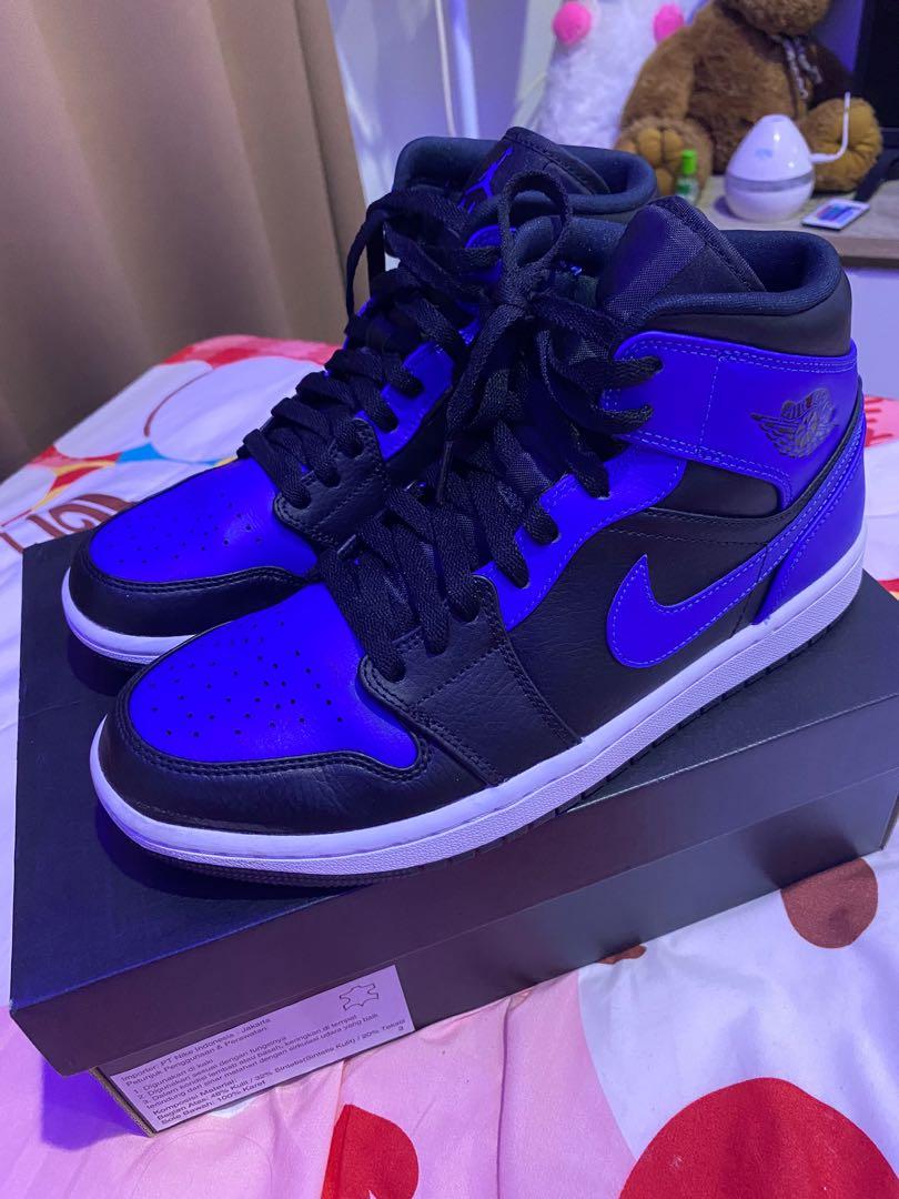 Nike Air Jordan Mid Black Blue, Fesyen 