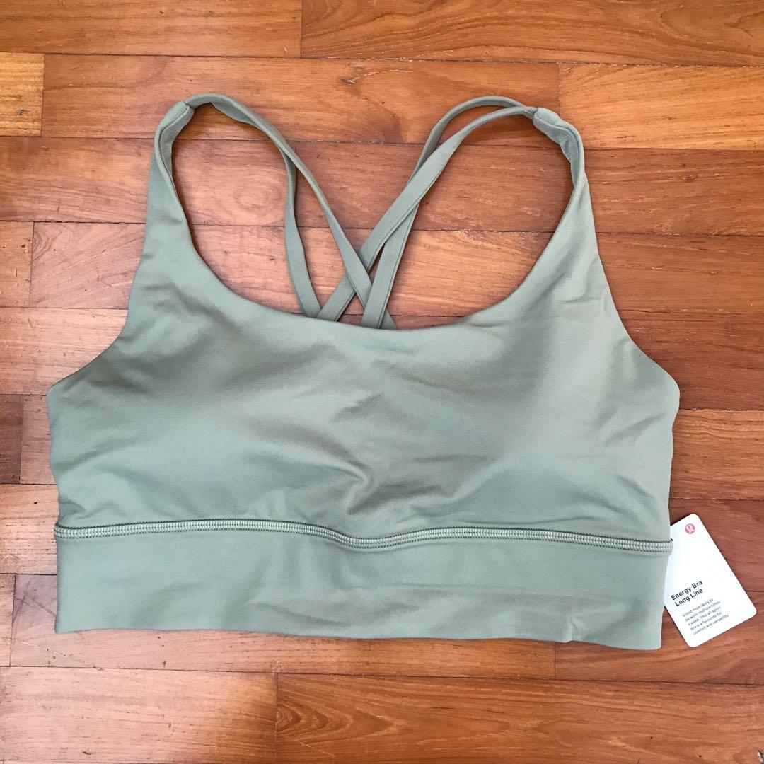 NWT matching bundle of Lululemon Energy Bra long line size 8 and Hotty Hot  shorts high rise 4” size 4 in rosemary green, Women's Fashion, Activewear  on Carousell