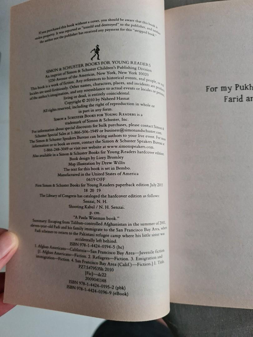 Shooting Kabul SH Senzai literature story book, Hobbies & Toys, Books