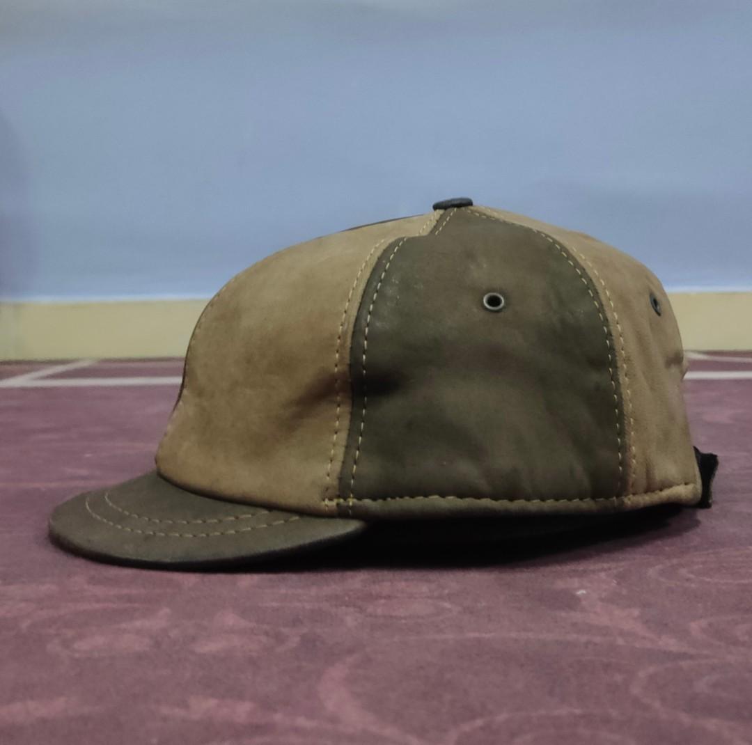 Leather short brim hat discount