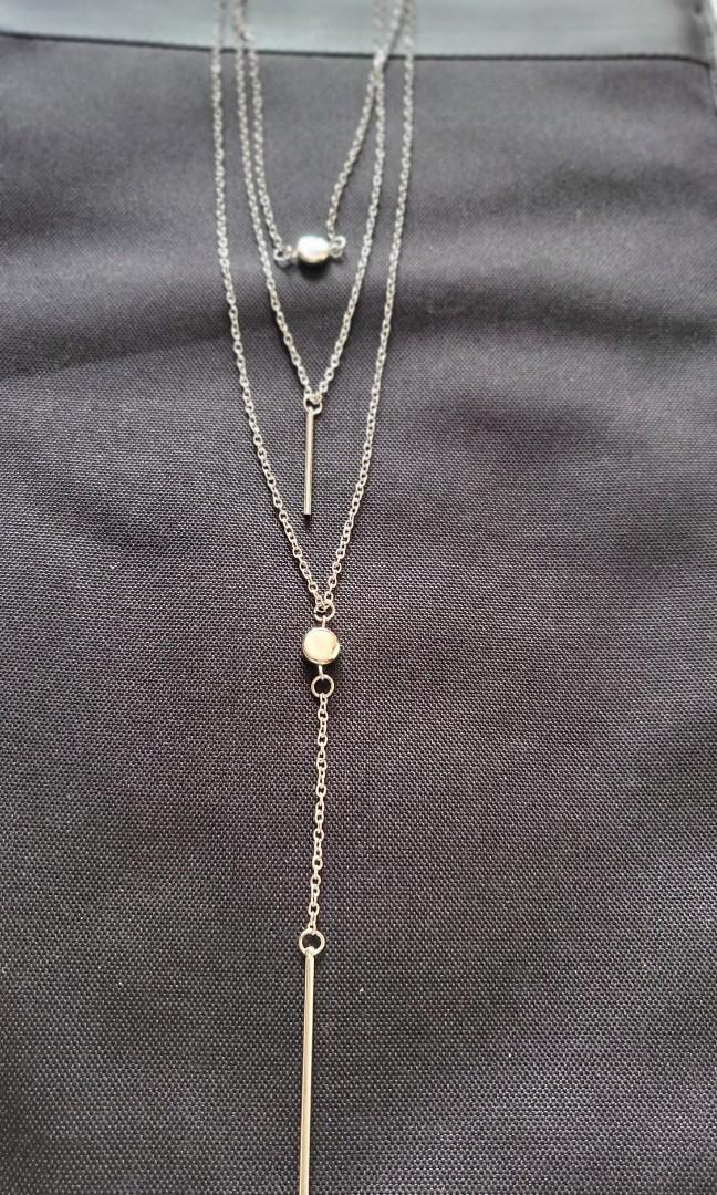 Gold and silver long sale necklace