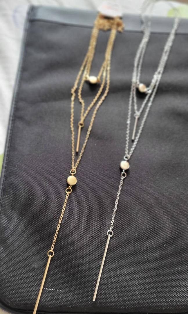 Silver gold long necklace Women s Fashion Jewelry Organisers