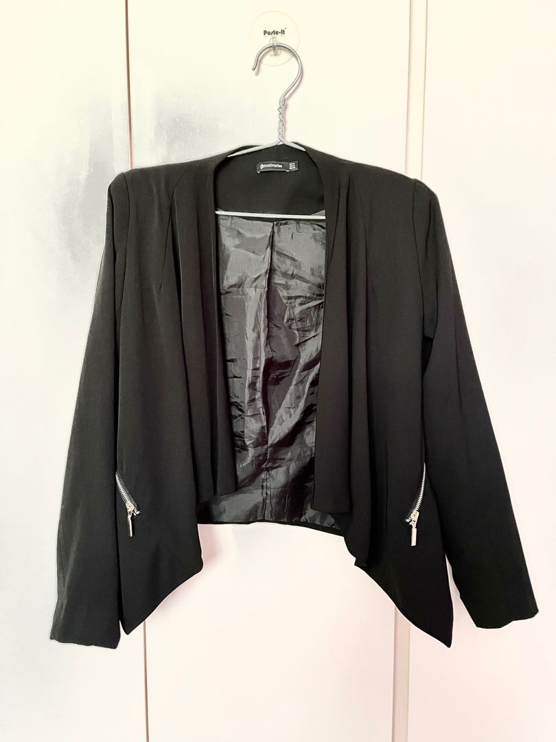 Stradivarius Black Blazer Women s Fashion Tops Other Tops on Carousell