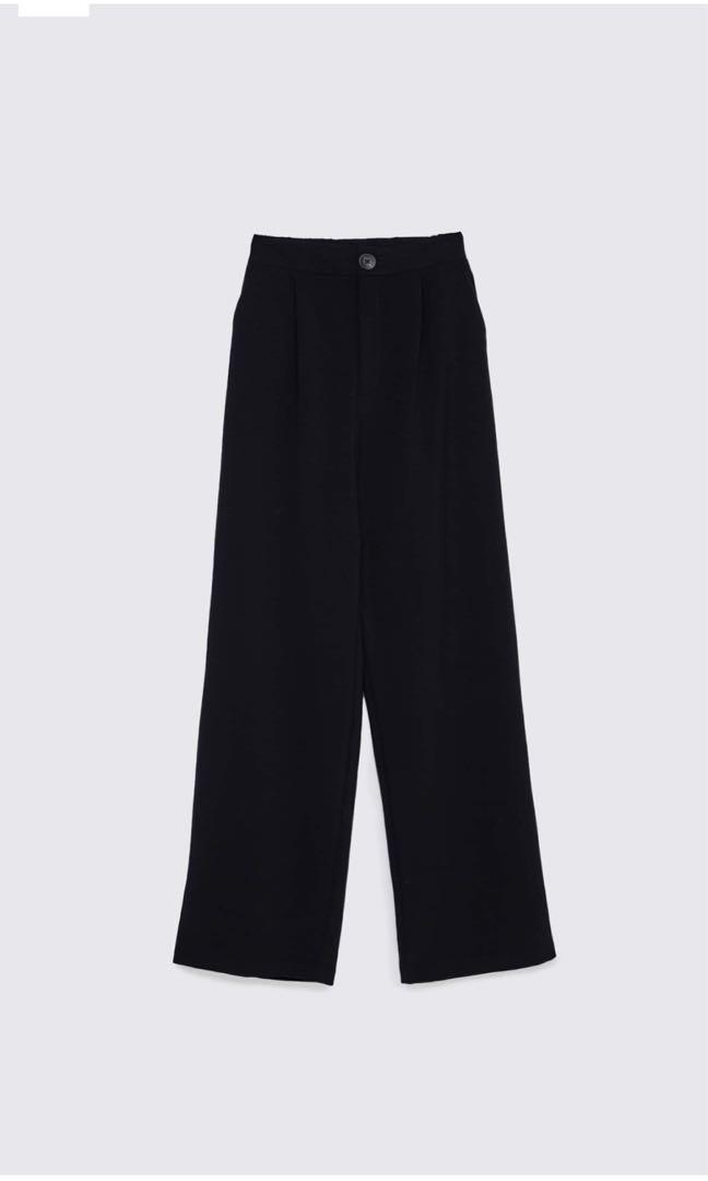 Stradivarius Wide Leg Trousers Black 