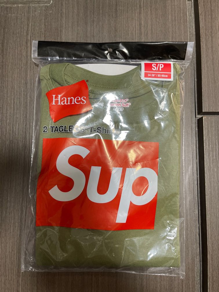 Supreme Hanes Olive Tee Small (2 Pack), 男裝, 上身及套裝, T-shirt