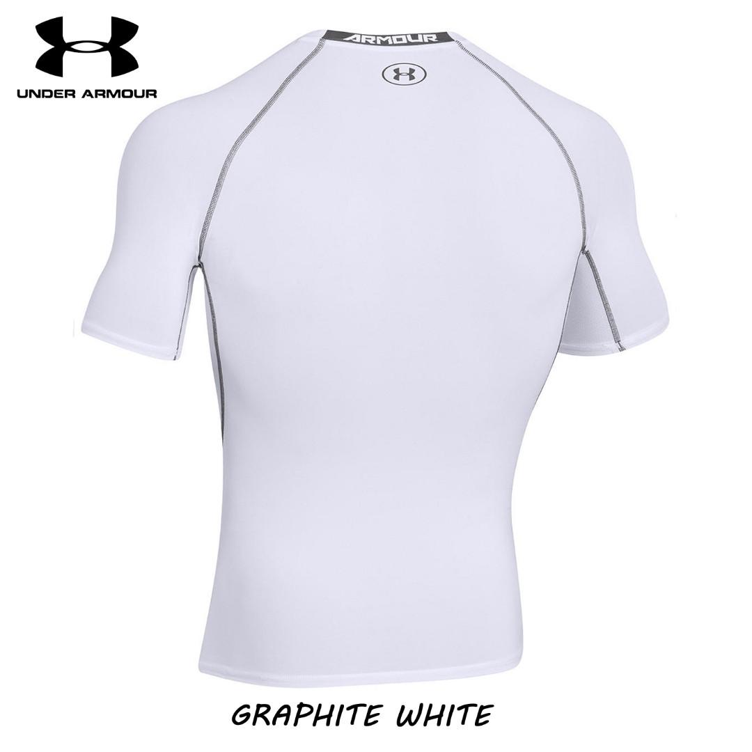 Under Armour Men's HeatGear Armour Short Sleeve Compression Shirt - White